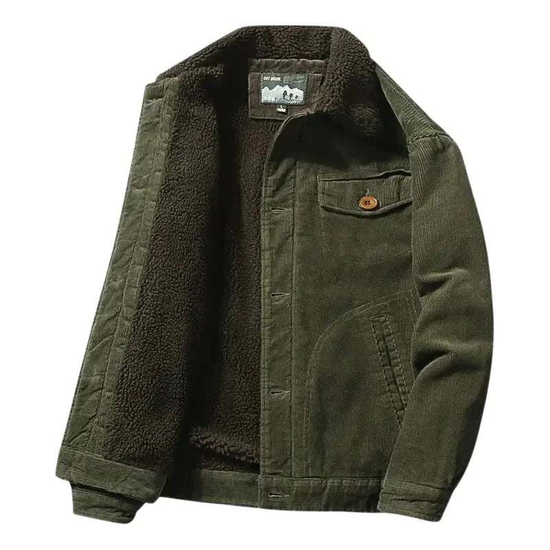Men's Corduroy Trucker Jacket | Sherpa Lined with Button Front Hero