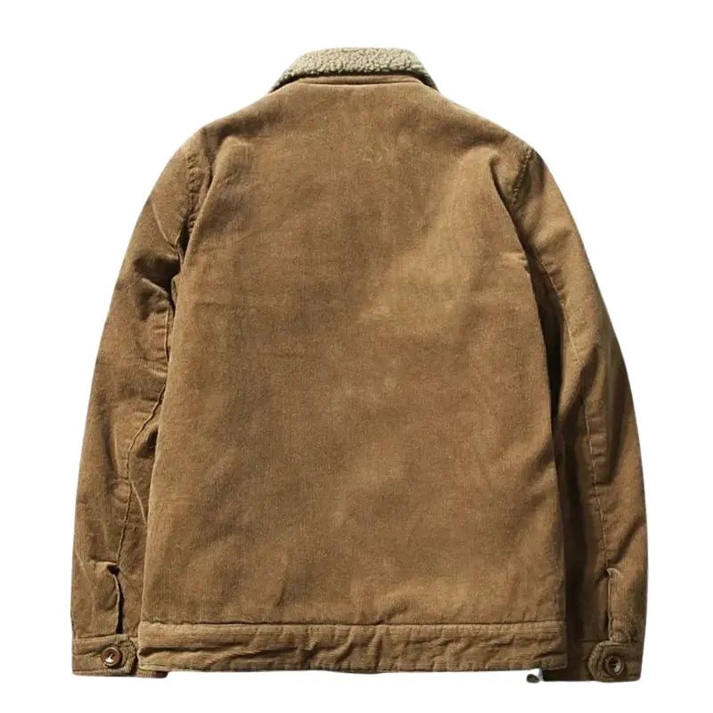 Men's Corduroy Trucker Jacket | Sherpa Lined with Button Front Side