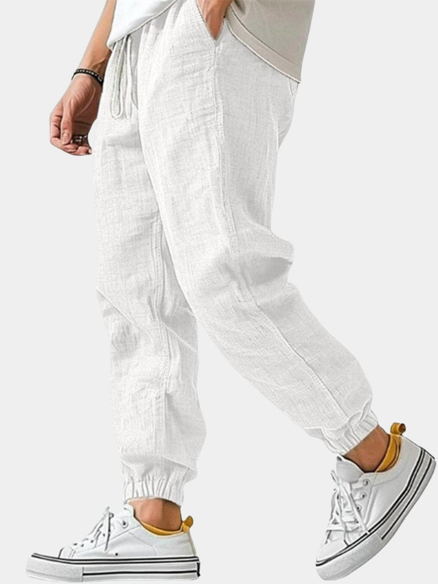 Men's Cotton Linen Joggers | Tapered Fit with Cuffed Ankles Hero