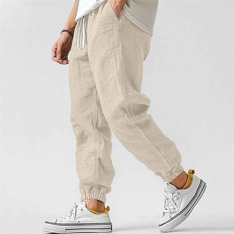 Men's Cotton Linen Joggers | Tapered Fit with Cuffed Ankles Lifestyle