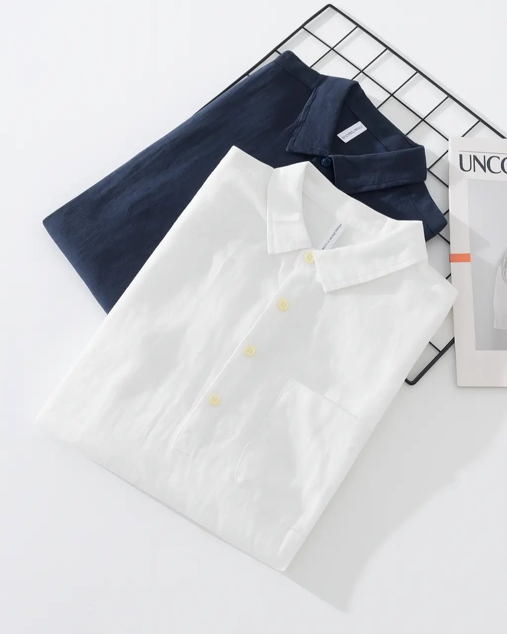 Men's Cotton Linen Popover Shirt | Oversized Henley Half Button Side