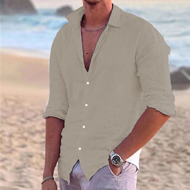 Men's Cotton Linen Shirt | Airy Solid Everyday Fit Angle