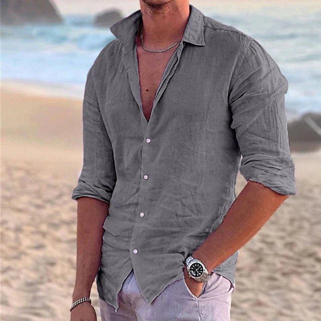 Men's Cotton Linen Shirt | Airy Solid Everyday Fit Back