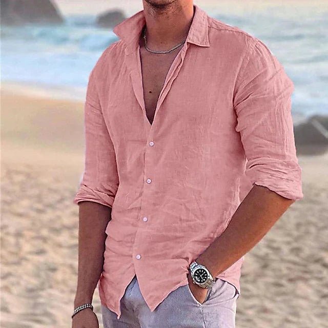 Men's Cotton Linen Shirt | Airy Solid Everyday Fit Front