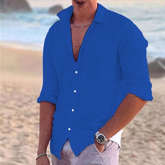 Men's Cotton Linen Shirt | Airy Solid Everyday Fit Full