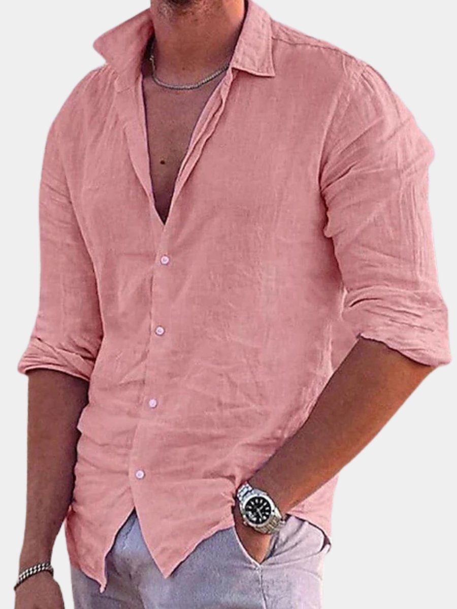 Men's Cotton Linen Shirt | Airy Solid Everyday Fit Hero