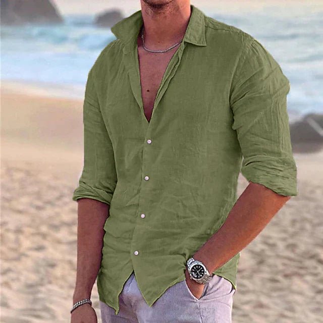 Men's Cotton Linen Shirt | Airy Solid Everyday Fit Lifestyle