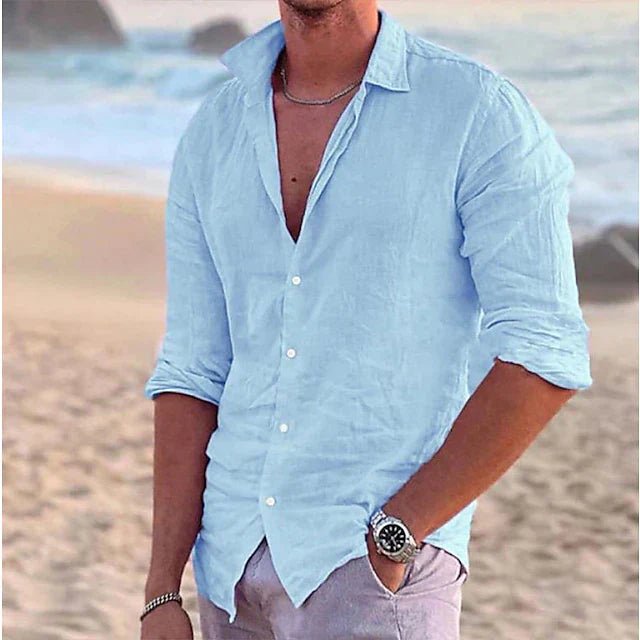 Men's Cotton Linen Shirt | Airy Solid Everyday Fit Side