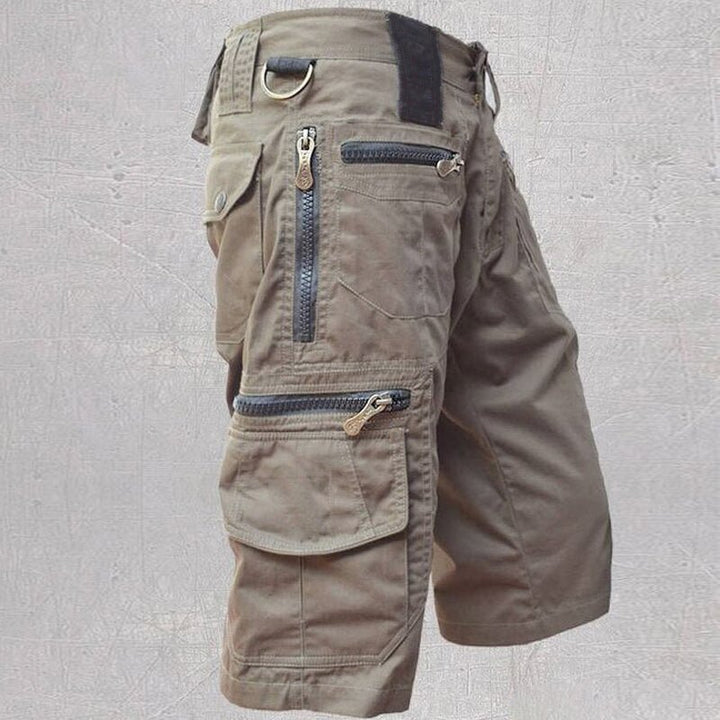 Men's Cotton Multi Pocket Cargo Shorts with Zip Pockets Detail