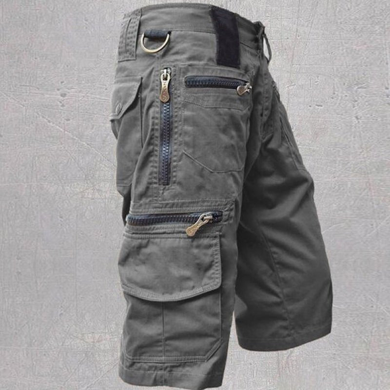 Men's Cotton Multi Pocket Cargo Shorts with Zip Pockets Front