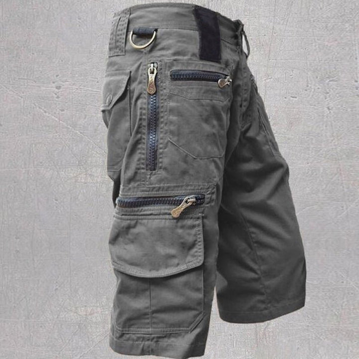 Men's Cotton Multi Pocket Cargo Shorts with Zip Pockets Front