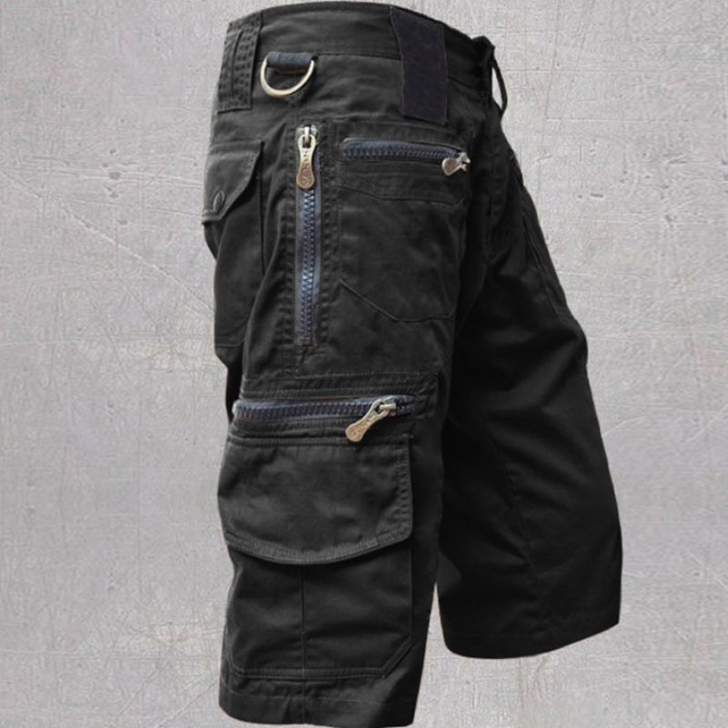 Men's Cotton Multi Pocket Cargo Shorts with Zip Pockets Side