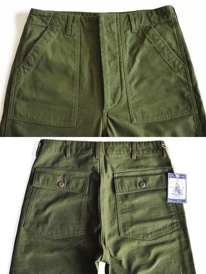 Men's Cotton Straight Fatigue Pants | Utility Patch Pockets Angle