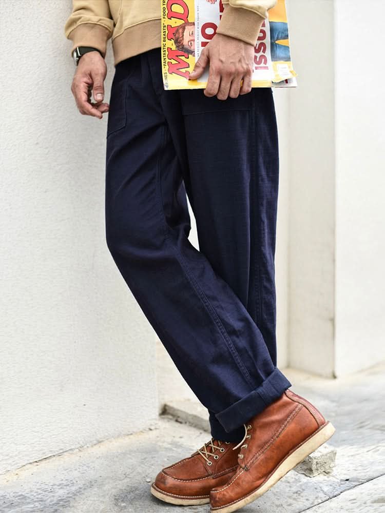 Men's Cotton Straight Fatigue Pants | Utility Patch Pockets View 11