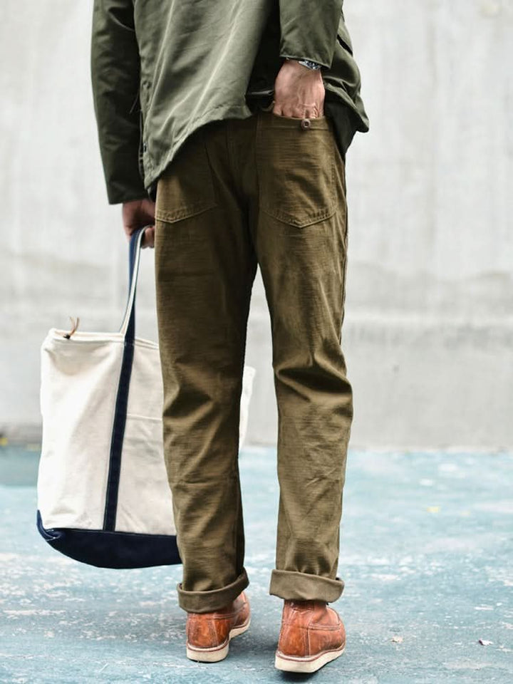 Men's Cotton Straight Fatigue Pants | Utility Patch Pockets View 15