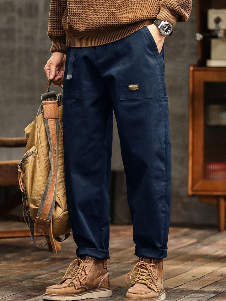 Men's Cotton Utility Trousers | Relaxed Fit with Rolled Cuffs Angle