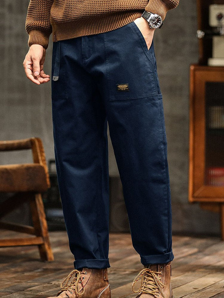 Men's Cotton Utility Trousers | Relaxed Fit with Rolled Cuffs Full
