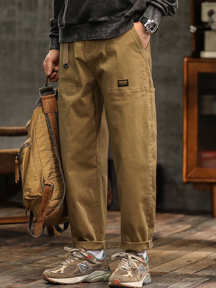 Men's Cotton Utility Trousers | Relaxed Fit with Rolled Cuffs View 11