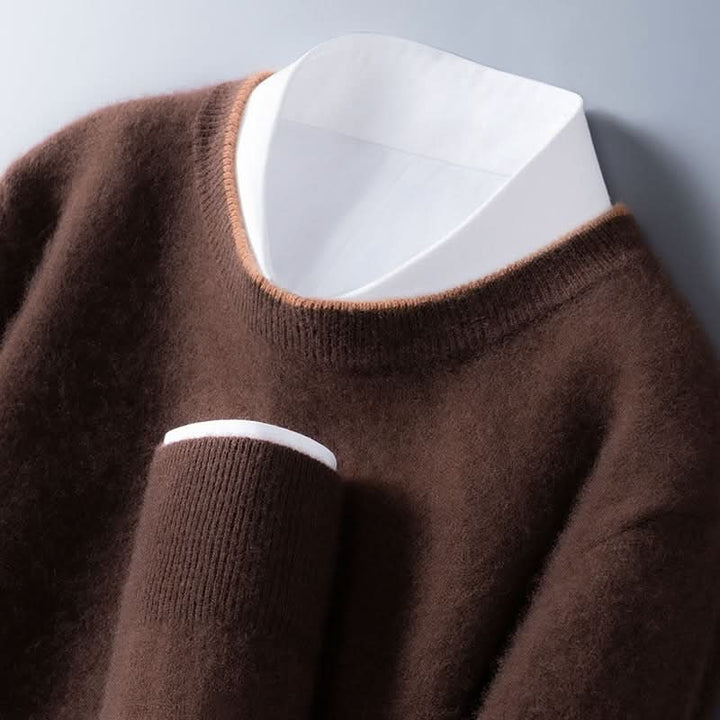 Men's Crewneck Sweater | Contrast Trim Relaxed Fit Detail