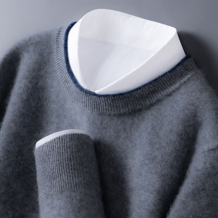 Men's Crewneck Sweater | Contrast Trim Relaxed Fit Hero