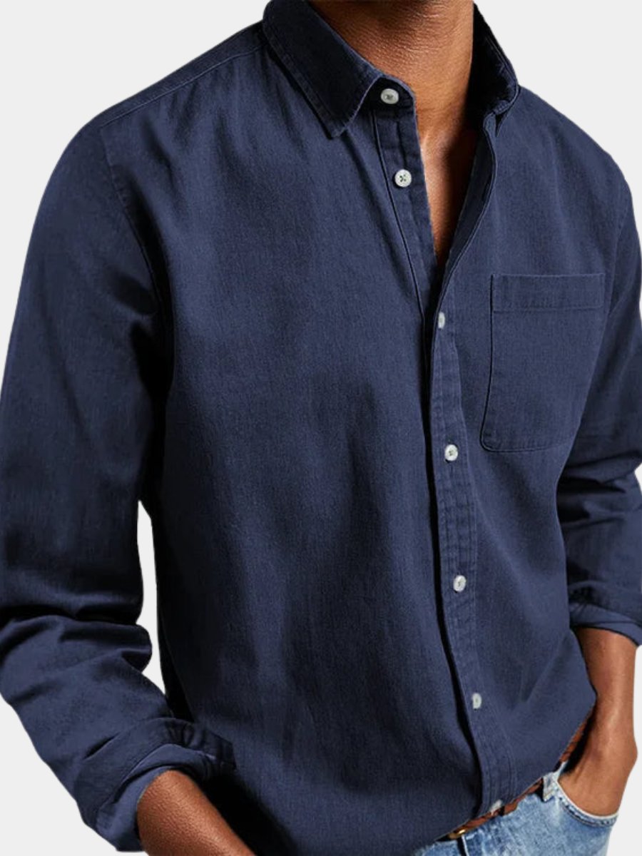Men's Denim Button Shirt with Chest Patch Pocket Hero