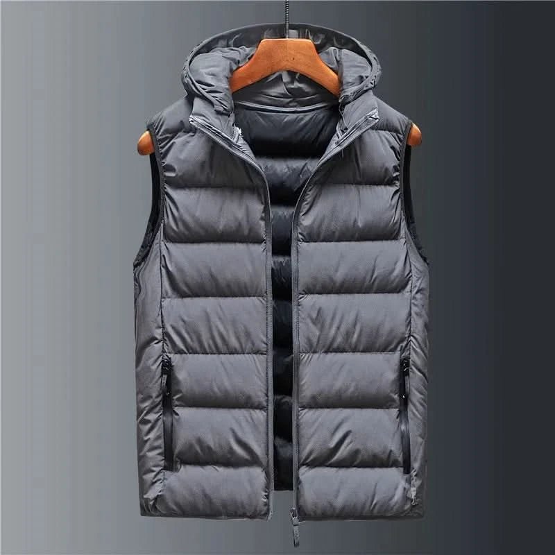 Men's Detachable Hood Puffer Vest | Lightweight Insulated Layer Detail