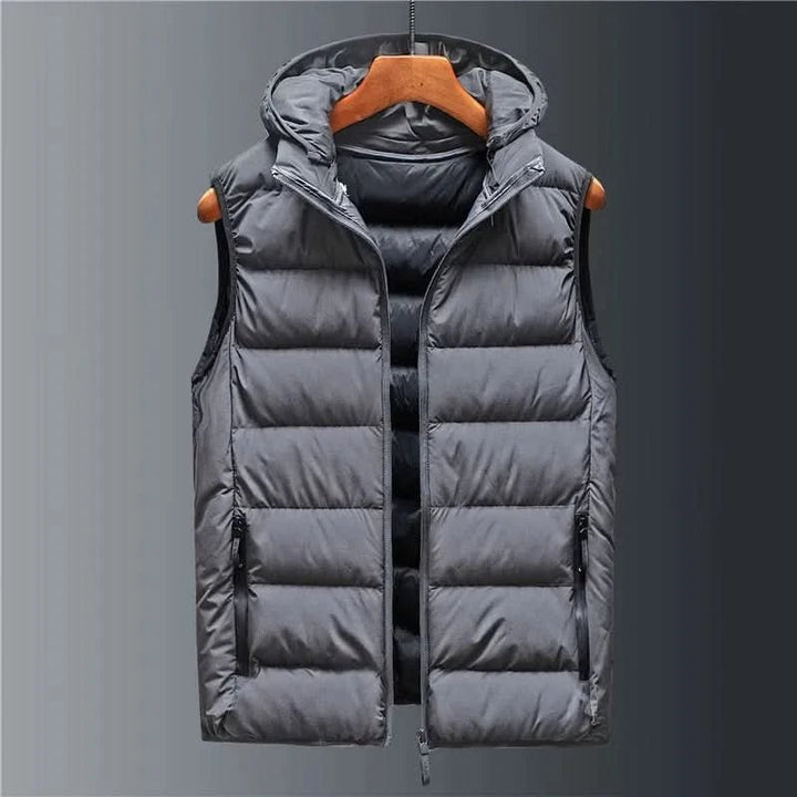 Men's Detachable Hood Puffer Vest | Lightweight Insulated Layer Detail
