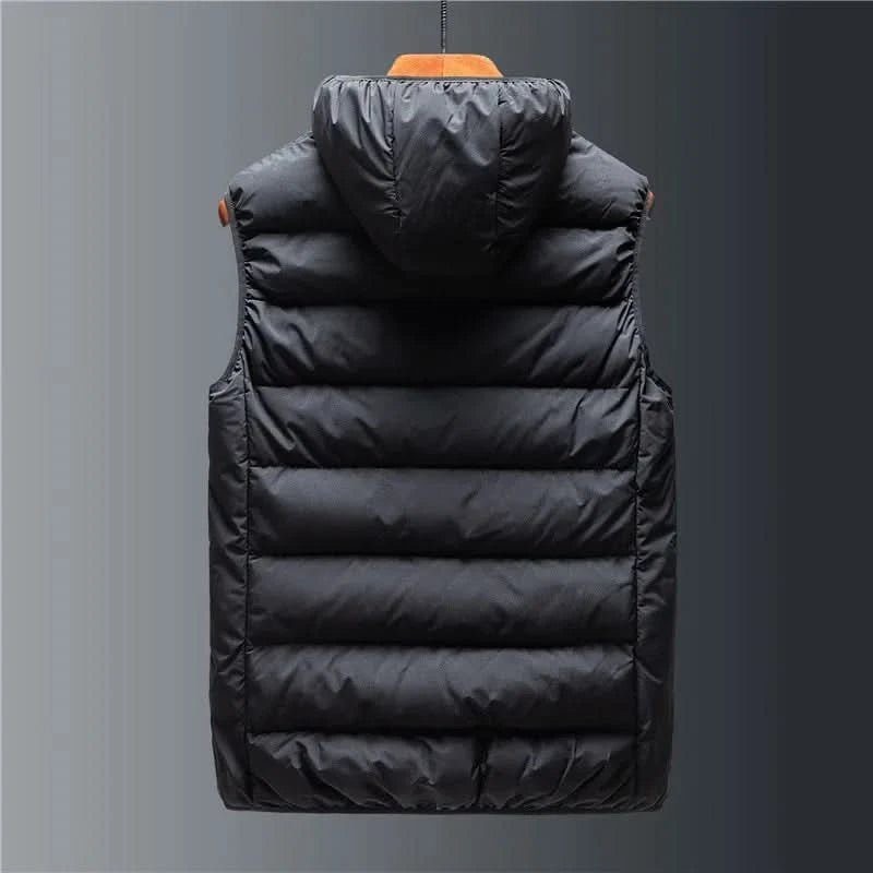 Men's Detachable Hood Puffer Vest | Lightweight Insulated Layer Front
