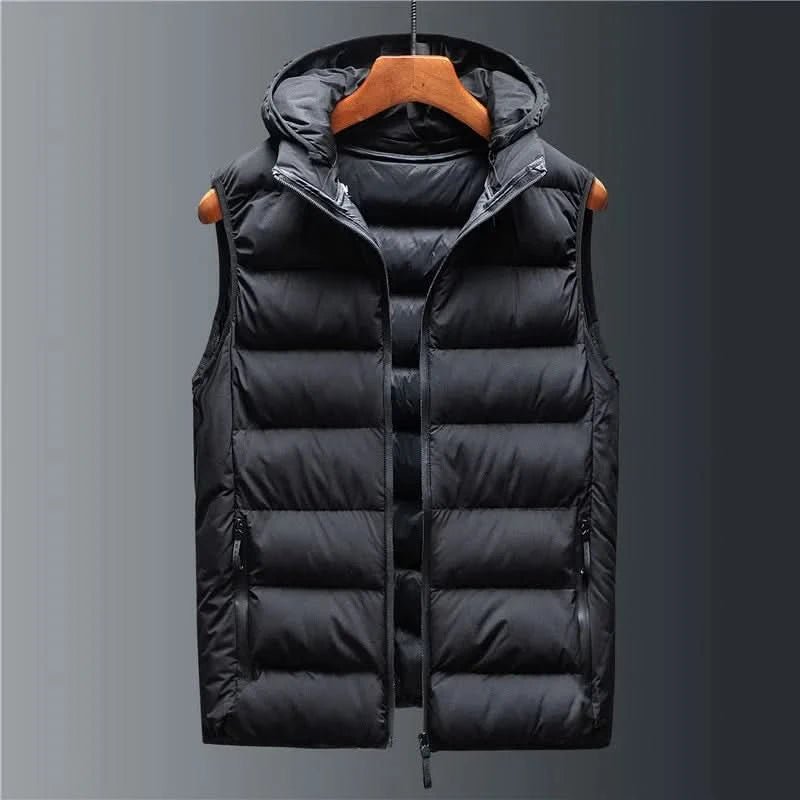 Men's Detachable Hood Puffer Vest | Lightweight Insulated Layer Side