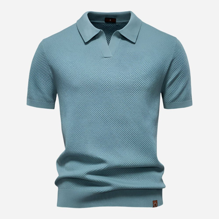 Men's Diamond Knit Short Sleeve Polo Shirt Angle