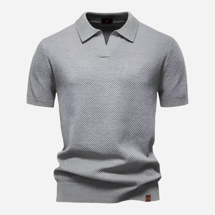 Men's Diamond Knit Short Sleeve Polo Shirt Back