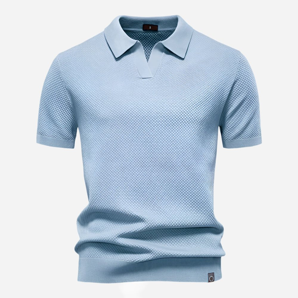 Men's Diamond Knit Short Sleeve Polo Shirt Close Up