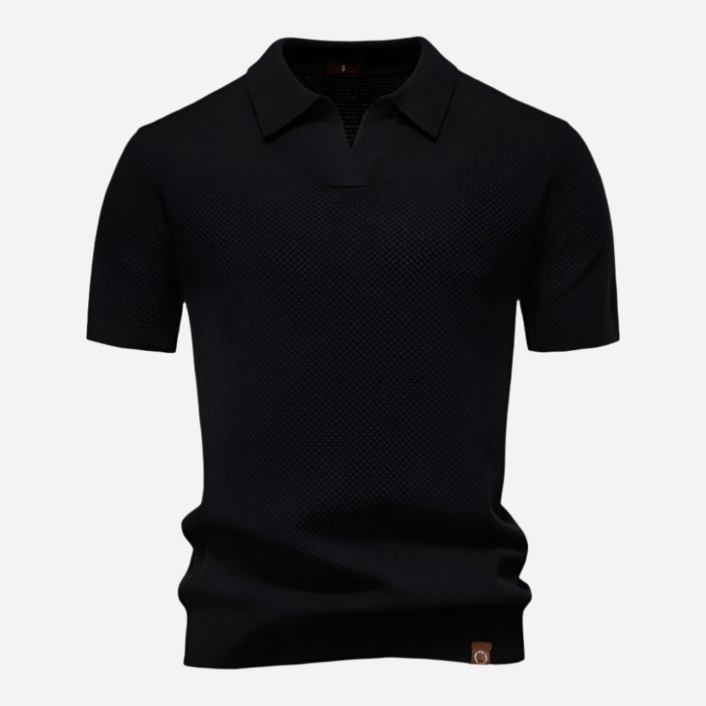 Men's Diamond Knit Short Sleeve Polo Shirt Detail