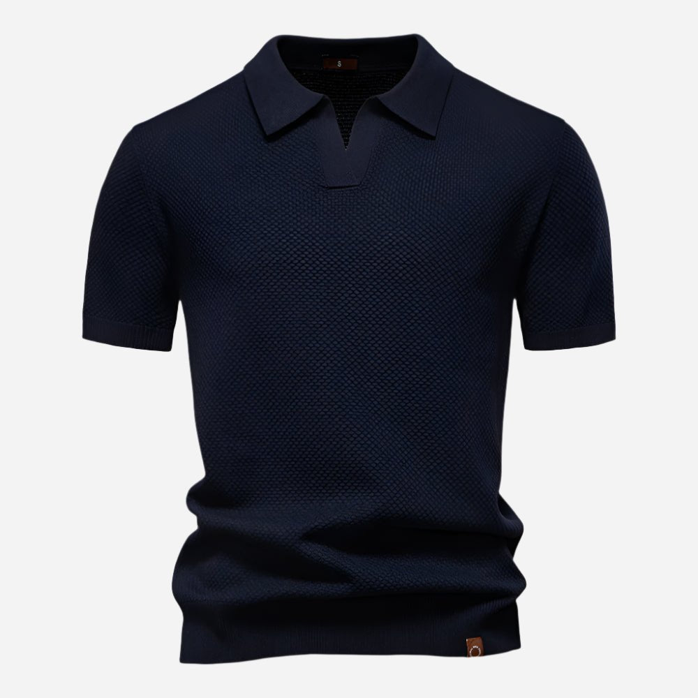 Men's Diamond Knit Short Sleeve Polo Shirt Front