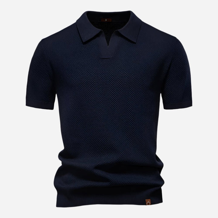 Men's Diamond Knit Short Sleeve Polo Shirt Front