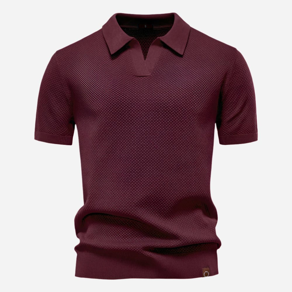 Men's Diamond Knit Short Sleeve Polo Shirt Full