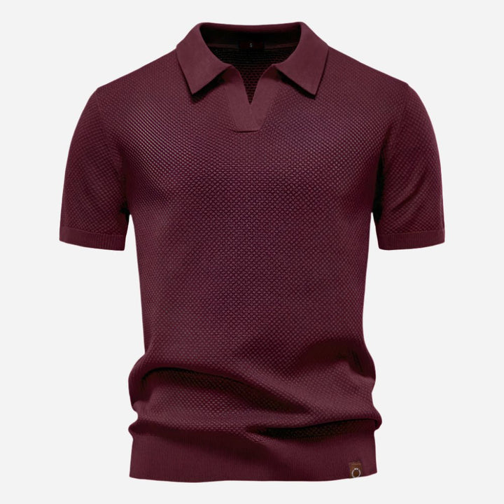 Men's Diamond Knit Short Sleeve Polo Shirt Full