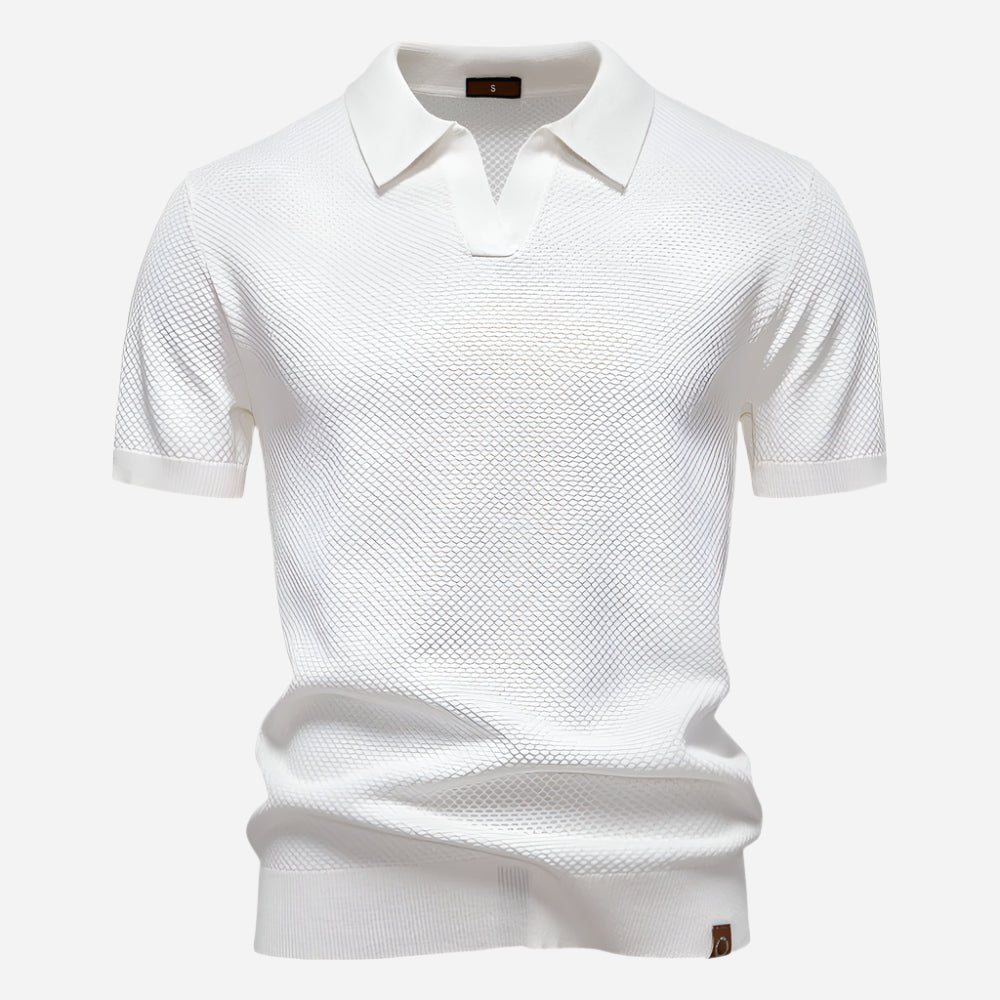 Men's Diamond Knit Short Sleeve Polo Shirt Hero
