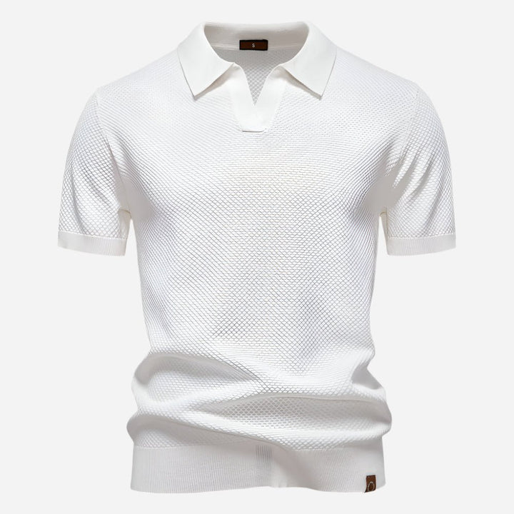 Men's Diamond Knit Short Sleeve Polo Shirt Hero