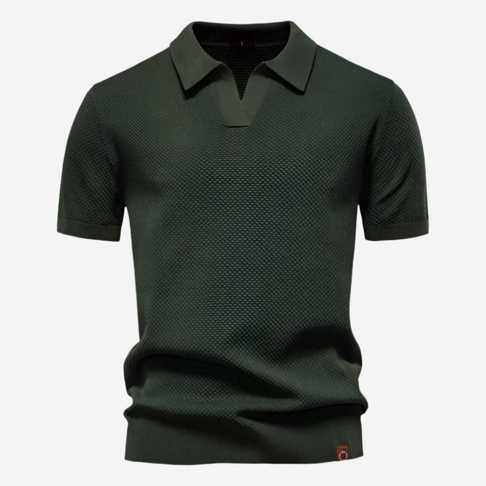 Men's Diamond Knit Short Sleeve Polo Shirt Side