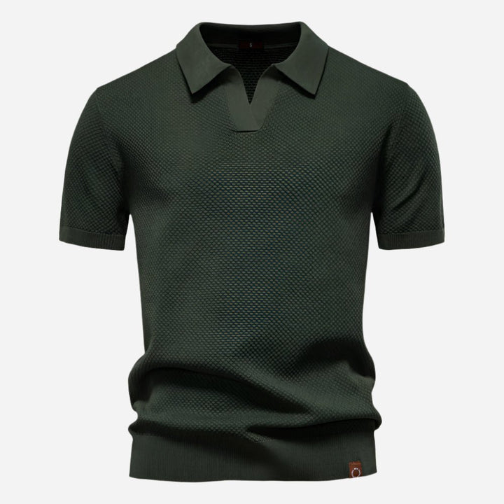 Men's Diamond Knit Short Sleeve Polo Shirt Side