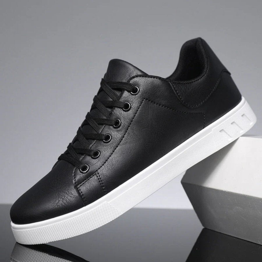 Men's Distressed Leather Sneakers | Smart Casual City Fit Detail