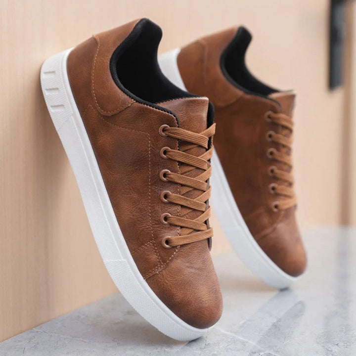 Men's Distressed Leather Sneakers | Smart Casual City Fit Lifestyle
