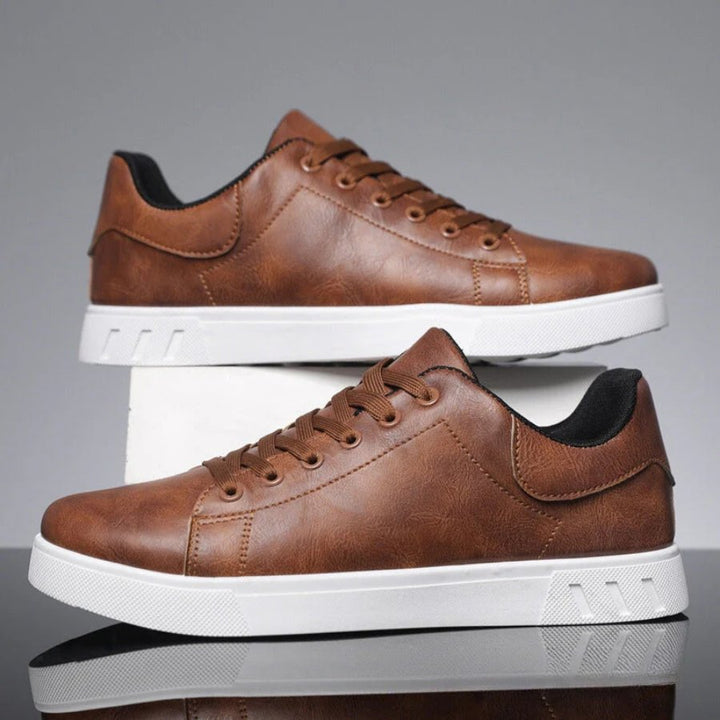 Men's Distressed Leather Sneakers | Smart Casual City Fit Side