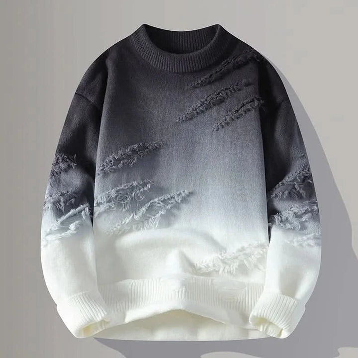 Men's Distressed Sweater | Fringe Texture Streetwear Pullover Hero