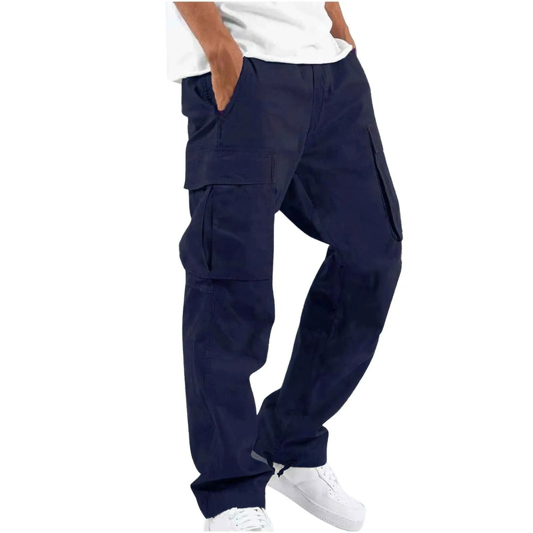 Men's Drawstring Cargo Trousers with Large Pockets Close Up