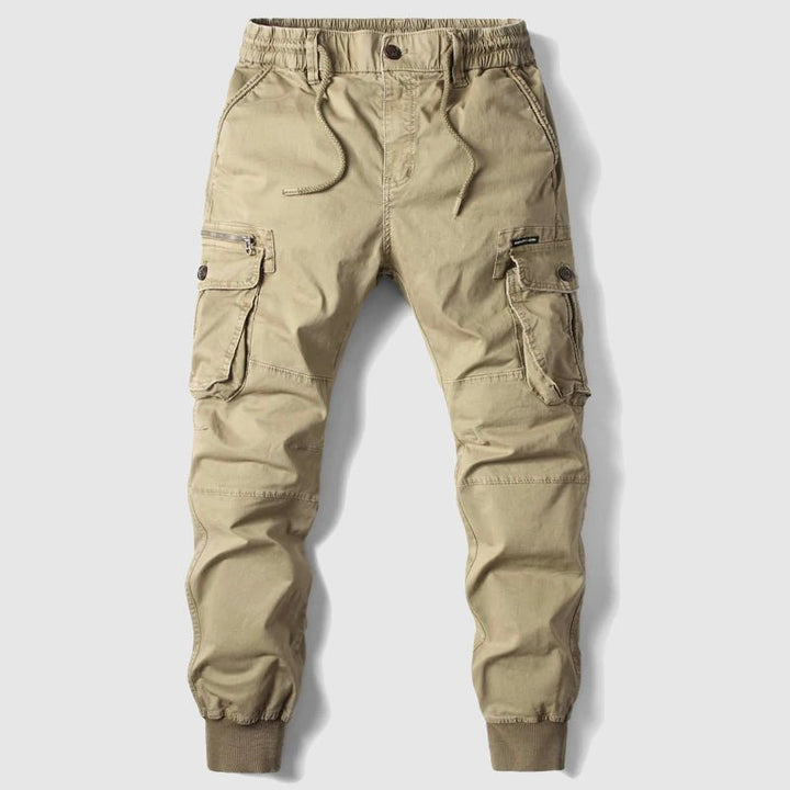 Men's Drawstring Cuffed Cargo Jogger Trousers Close Up