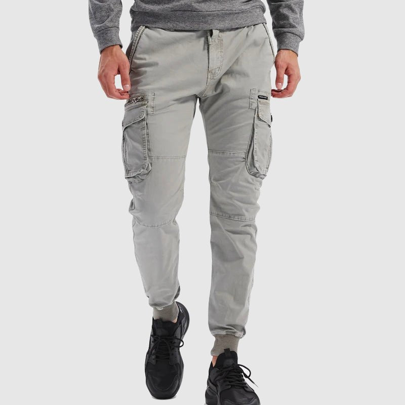 Men's Drawstring Cuffed Cargo Jogger Trousers Front