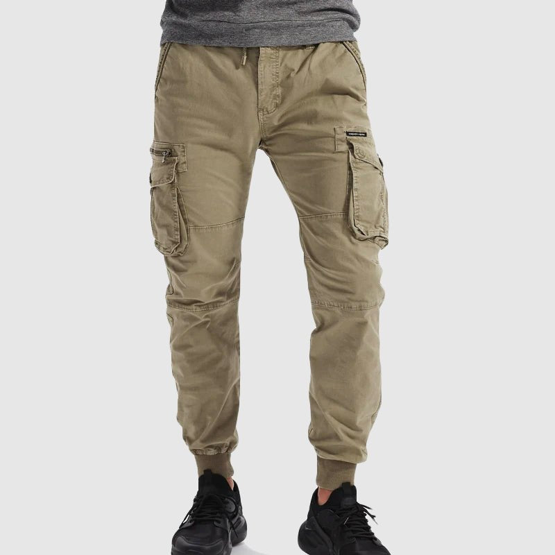 Men's Drawstring Cuffed Cargo Jogger Trousers Hero