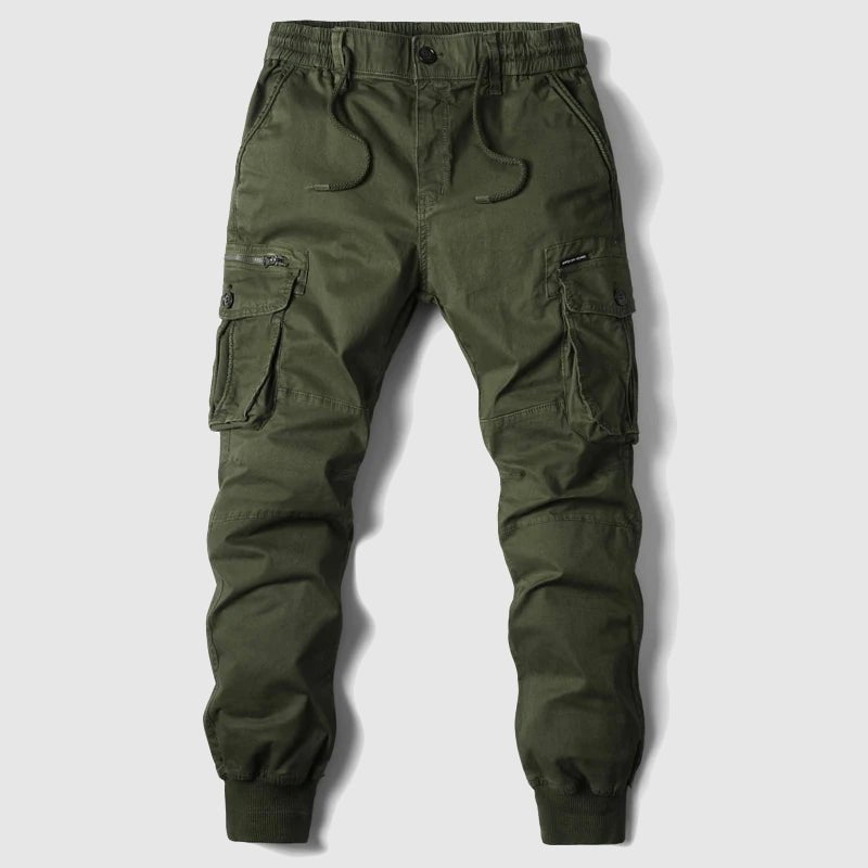 Men's Drawstring Cuffed Cargo Jogger Trousers Side